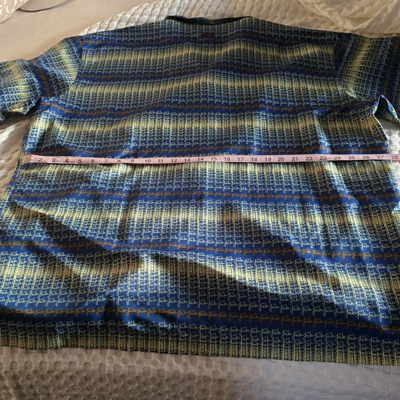 FUBU Blue and Yellow Casual Button Down Shirt - Picture 2 of 5